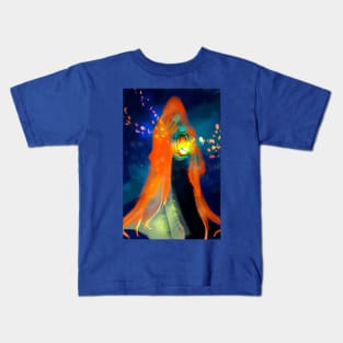Vampire Squid mermaid priestess mermay glowing lantern sorceress tarot hermit Kids T-Shirt